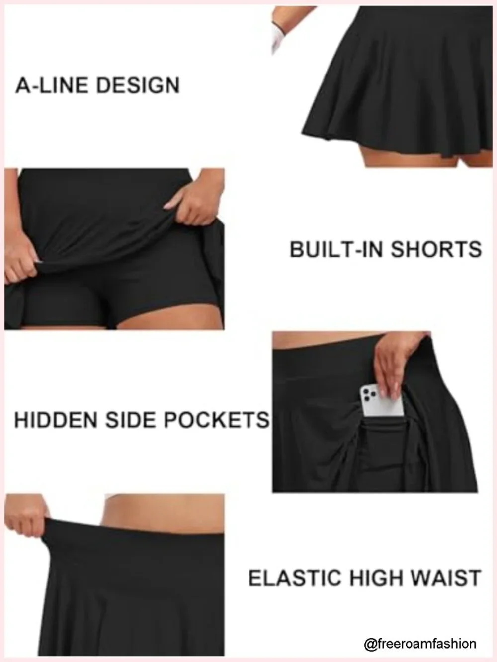 Women's Plus Size Athletic Tennis Skort High Waisted A-Line Workout Mini Skater